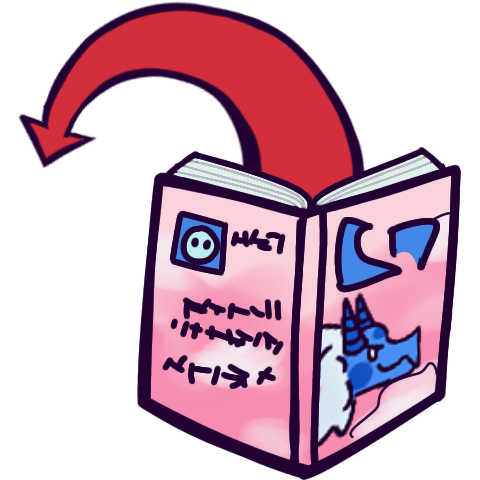 an open pink book with a blue eastern dragon on the front. a big, red arrow is arching out of the book